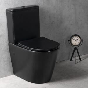 Lisa Black perem nélküli mély öblítésű fekete monoblokkos WC alsó/hátsó kifolyású slim tetővel + tartály