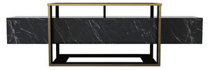 Modern márvány mintás krómozott TV állvány, fekete - VESUVIO