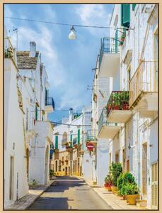 Mediterrán utca - keretezett vászonkép
