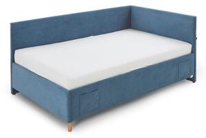 Kék kárpitozott ágyneműtartós sarok gyerekágy ágyráccsal 120x200 cm Cool – Meise Möbel