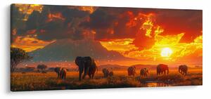 Kép - Elefántcsorda (120x50 cm)