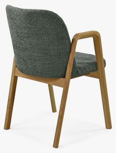 Modern tölgyfa szék, zöld színű kárpittal