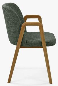 Modern tölgyfa szék, zöld színű kárpittal