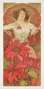 Festmény reprodukció Ruby from The Precious Stones Series (Beautiful Distressed Art Nouveau Lady) - Alphonse / Alfons Mucha, (20 x 40 cm)