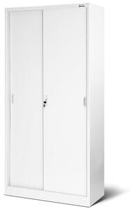 JAN NOWAK KUBA Fém szekrény polcokkal tolóajtókkal, 900x1850x450, modell fehér