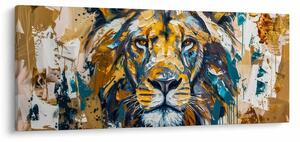 Kép - Absztrakt olajfestmény oroszlánnal (120x50 cm)