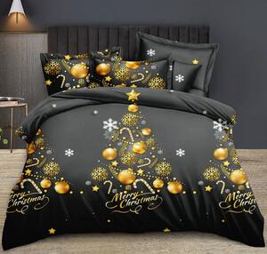 Karácsonyi ágynemű arany karácsonyfa motívummal Mérete: 160x200 + 2x 70x80