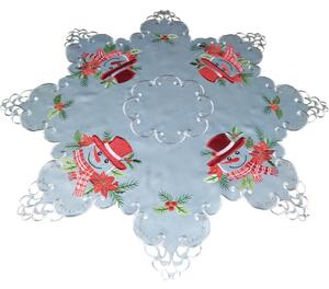 Aszimmetrikus szürke asztalterítő hímzett hóemberrel Šířka: 85 cm | Délka: 85 cm