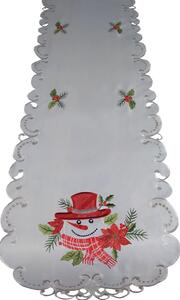 Karácsonyi szürke asztali futó hímzett hóemberrel Szélesség: 40 cm | Hosszúság: 160 cm