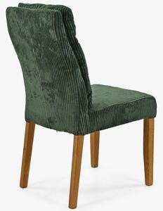 Zöld szék tölgyfa lábakkal, kordbársony anyaggal
