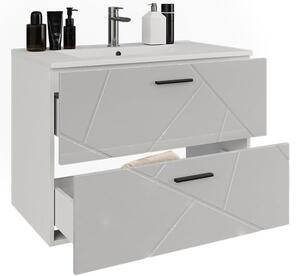 Vicco Irma magasfényű fehér fali mosdó alatti szekrény – 80 × 57 × 45 cm