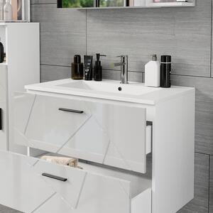 Vicco Irma magasfényű fehér fali mosdó alatti szekrény – 80 × 57 × 45 cm
