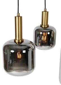 Függesztett lámpa fekete arannyal és füstüveggel, ovális 5 lámpás - Zuzanna