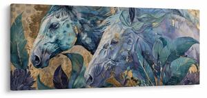 Kép - Lovak arany háttérrel (120x50 cm)