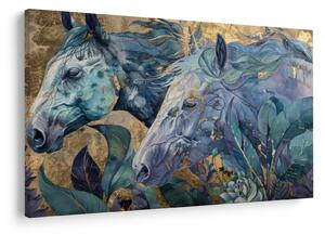 Kép - Lovak arany háttérrel (90x60 cm)