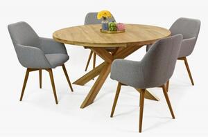 Bővíthető kerek tölgyfa asztal és székek
