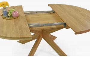 Bővíthető kerek tölgyfa asztal, Holger 140 cm