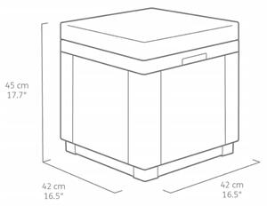 Keter Cube grafitszürke tárolópuff párnával