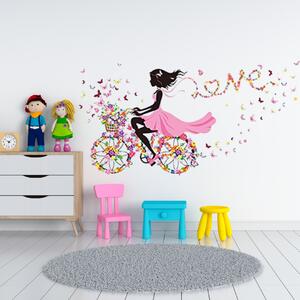 Falmatrica "Lány lepkékkel biciklin" 140x70 cm