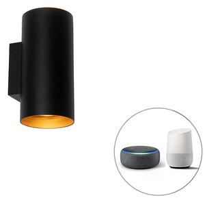 Intelligens fali lámpa fekete, arany 2 lámpával, Wifi GU10 - Sab