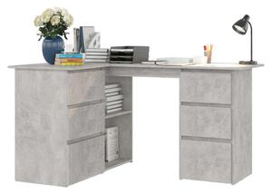 Sarokíróasztal - Beton Szürke - 145x100x76 cm
