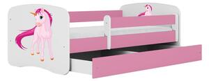 Babydreams gyerekágy unikornis dizájnnal, méret: 160x80, szín: rózsaszín, matrac nélkül, ágyneműtartóval