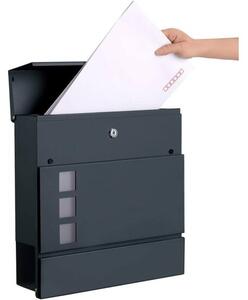 Modern postaláda újságtartóval 37x10,5x37 cm, antracitszürke