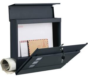 Modern postaláda újságtartóval 37x10,5x37 cm, antracitszürke