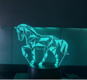 3D figurás LED gyereklámpa, 7 színű éjjeli lámpa mozaik ló
