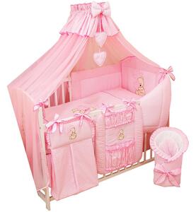 Newborn Maxi szett újszülött + kiságy 120x60 + matrac 17in1 Szín: rózsaszín