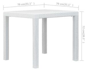 VidaXL fehér rattan küllemű műanyag kerti asztal 79x79x72 cm