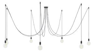Póklámpa - 7 függesztékes lámpa szövetkábellel és fém kiegészítőkkel - Made in Italy