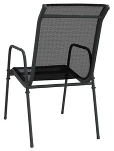 VidaXL 4 db fekete acél és textilén kerti szék