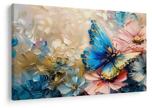 Kép - Virágok és pillangók festése (90x60 cm)