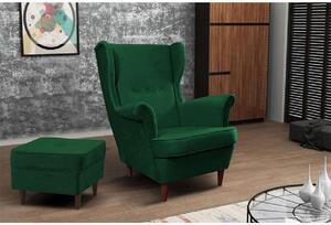 Füles fotel, zöld/dió, RUFINO 2 NEW