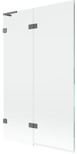 Mexen Lunar L, kétszárnyú kádparaván bal oldali 110 x 150 cm, átlátszó üveg, grafit, 897L-110-100-95-00-L