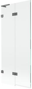Mexen Lunar L, kétszárnyú kádparaván bal oldali 80 x 150 cm, átlátszó üveg, grafit, 897L-080-100-95-00-L