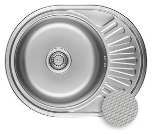 Kuchinox Normál, 1 rekeszes rozsdamentes mosogató 570x450x180 mm csepegtetővel, rovátkolt díszítéssel, acél, LAV-SGN_383T