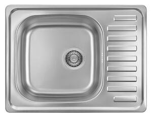 Kuchinox Junak, 1 rekeszes rozsdamentes mosogató 650x500x175 mm csepegtetővel, sima felület, acél, LAV-SQA_013T