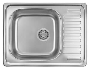 Kuchinox Junak, 1 rekeszes rozsdamentes mosogató 650x500x175 mm csepegtetővel, rovátkolt felület, acél, LAV-SQA_313T