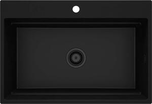 Deante Magnetic, 1 kamrás gránit mosogató 760x520x220mm, fekete matt, DEA-ZRM_N10B