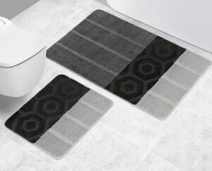 Bellatex Bany Csíkos fürdőszobai készlet kivágás nélkül fekete, 60 x 100 cm, 60 x 50 cm