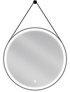 Mexen Reni megvilágított fürdőszobai tükör, kerek 70 cm, LED 6000K, anti-pára, fekete szegély - 9812-070-070-611-70