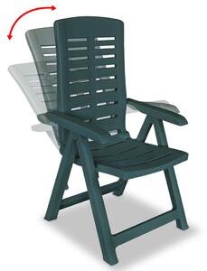 VidaXL 2 db zöld dönthető műanyag kerti szék
