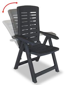 VidaXL 2 db antracitszürke dönthető műanyag kerti szék