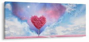 Kép - Rózsaszín szív fa (120x50 cm)