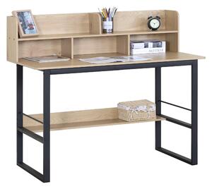Intenso Home polcos íróasztal / számítógépasztal 120x60cm | Masszív fém váz, fekete - aranytölgy szín