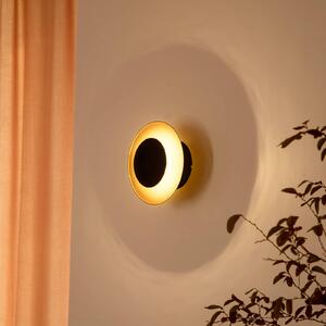 Lindby LED fali lámpa Tiama, fém, fekete/arany, Ø 20 cm, Fekete, Nappali / Étkező, fém, Modern