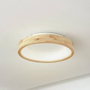 Lucande LED mennyezeti lámpa Samvel, Ø 40 cm, fa, Világos fa, Nappali / Étkező, Fa, Modern