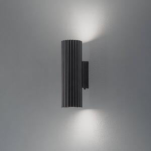 SOLLUX LIGHTING Carbon fali lámpa, fekete, 20 cm magas, alumínium, 2 lámpás., dimmelhető, Fekete, Nappali / Étkező, Alumínium, Modern